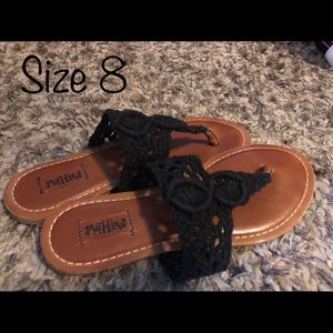 Black crochet sandals